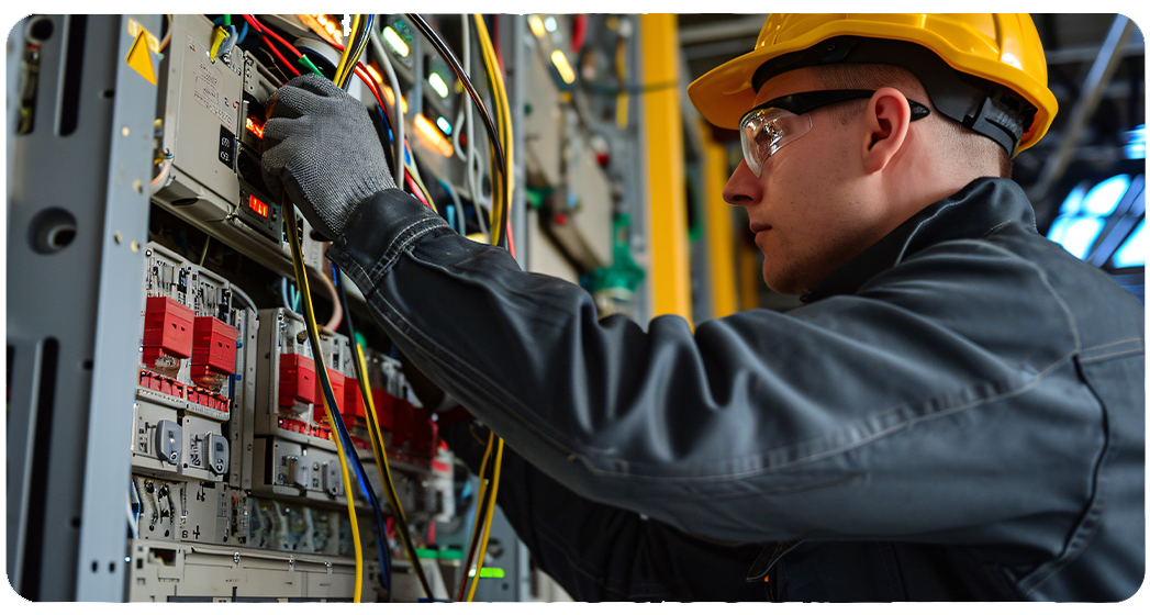 Anchor Electric technician performing electrical inspection in Sarasota