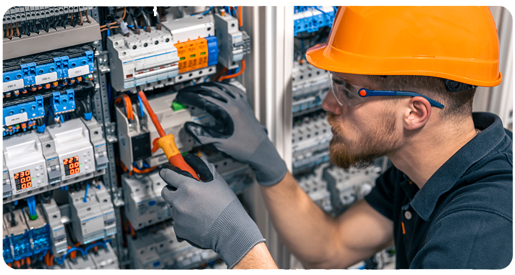 Anchor Electric technician performing electrical inspection in Sarasota
